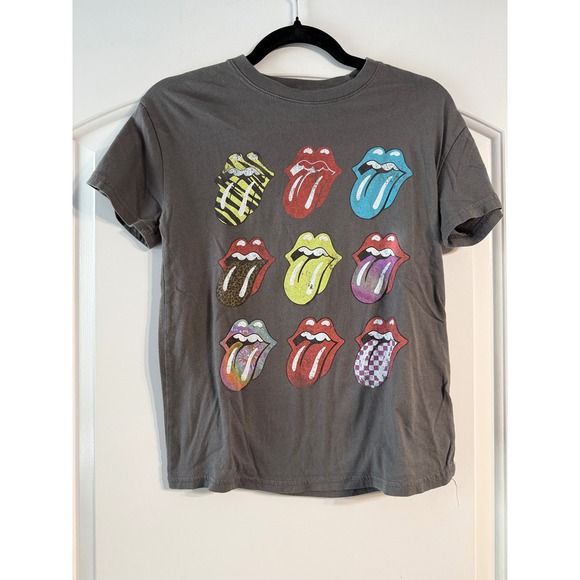the Rolling Stones Tops - The Rolling Stones Graphic T-Shirt XS Grey Band Tee Logo Music Rock n Roll